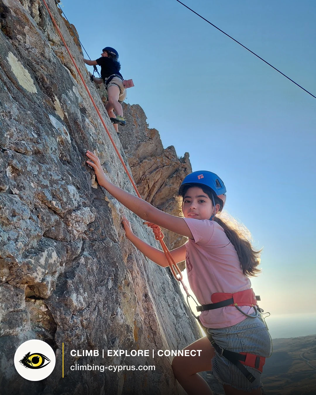 Young climber on the rock at Ineia, Cyprus